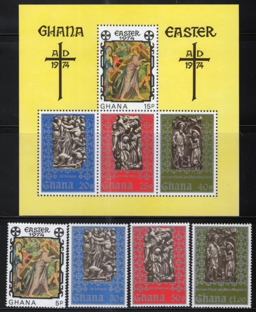 ZAYIX Ghana 516-520 MNH Easter Carvings Paintings Jesus Cross 013123SM43