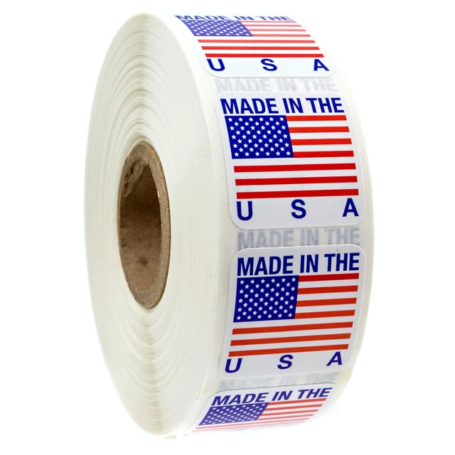 1&"x 1"Made in The USA Stickers/USA Made Labels / 1000 American