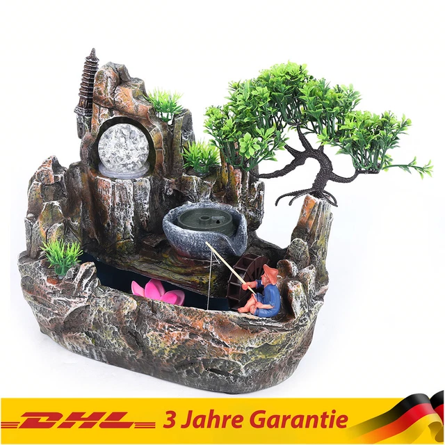 Zimmerbrunnen Mit Beleuchtung Zimmerbrunnen Tischbrunnen Mit LED Wasserfall   Desktop Springbrunnen, 30x18x26 Cm, NEU