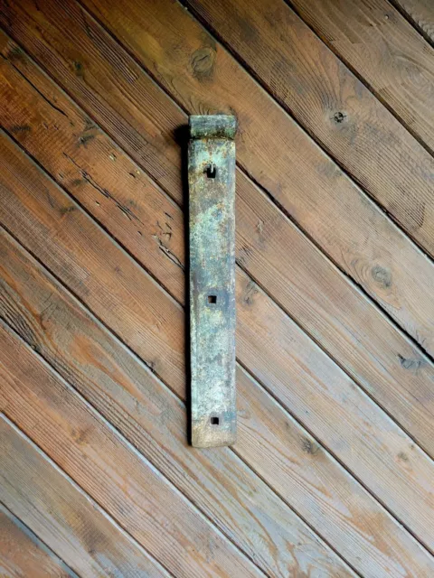 19c Antique Hand Wrought Forged Iron Barn Door Strap Hinges 23"
