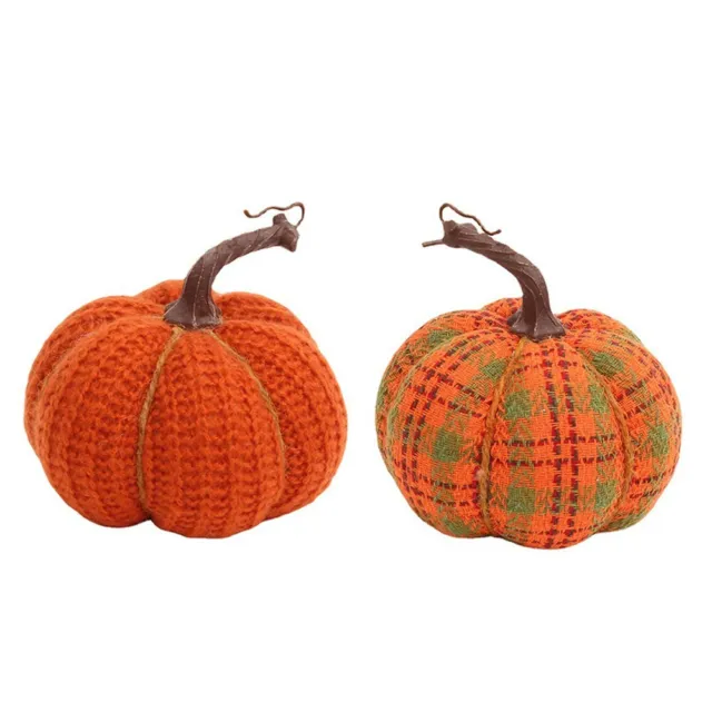 Autumn Touch Pumpkin Desktop Ornament Props Knitted Fabric Intricate Details
