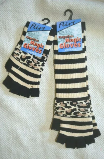 Leopard  Emo Fingerless Gloves Armwarmers  Stripe Punk