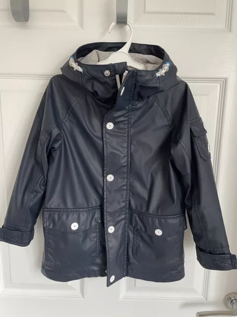 Girls Navy Blue NEXT Hooded Full Zip Rain Jacket Coat  - Age 5yrs