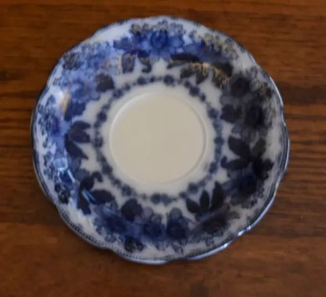 Antique 1903-1907  Wood & Son SEVRES Royal Semi-Porcelain Flow Blue Saucer 6"