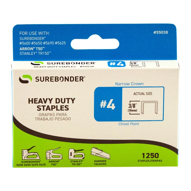 Surebonder 3/8" Heavy Duty Narrow Crown Staples 1,250 Pack