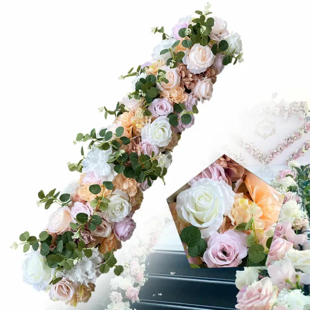 1M Artificial Silk Rose Flower Row Wall Panel Wedding Supply Background Decor