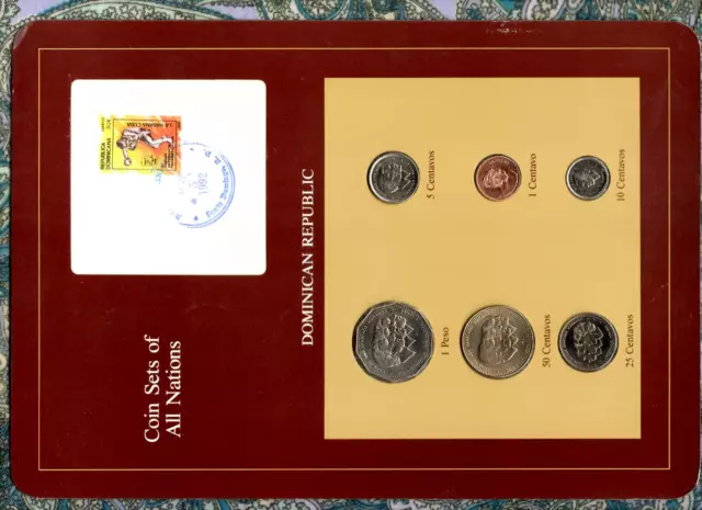 Coin Sets of All Nations Dominican 1983-1987 UNC 1 Peso 1983 5K Mint No tower