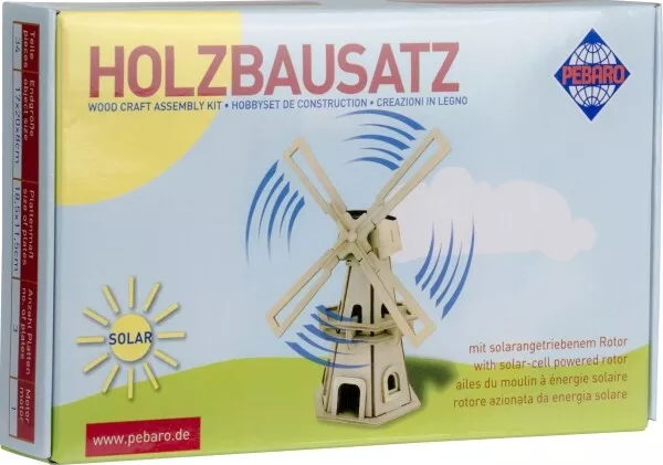 Holzbausatz SOLAR Windmühle 34 Teile Kreativ Bausätze Basteln Spiel Spielzeug sp