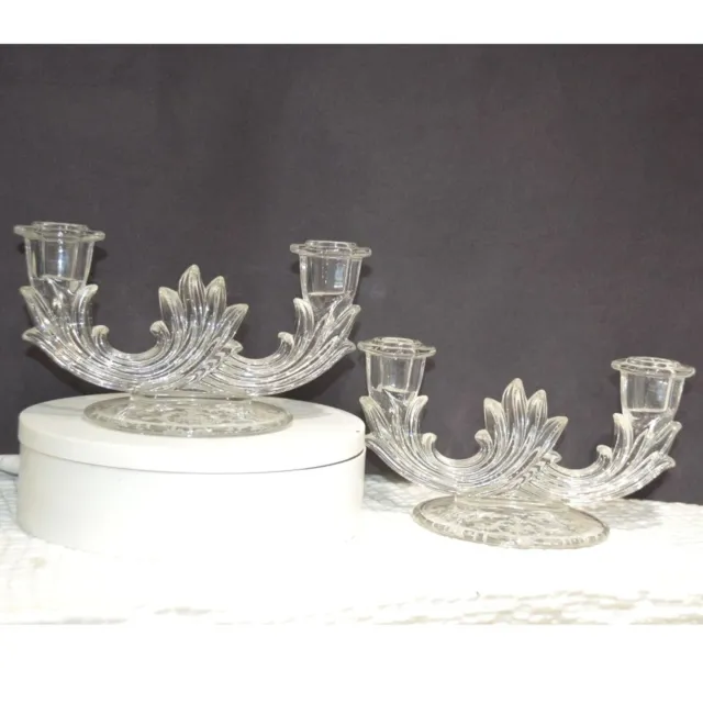 vintage pair of Fostina Navarre double candle holders with filigree design