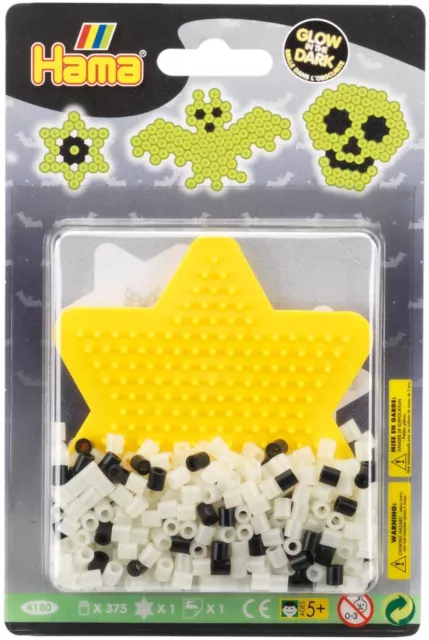 Hama Perlen 4180 Kleines Set Grusel Glow in the dark mit ca. 375 leuchtende ...