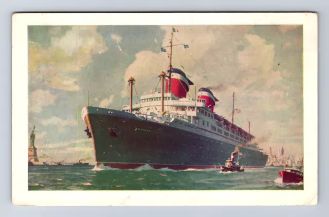 United States Lines SS America Luxury Liner, Transportation Vintage Postcard