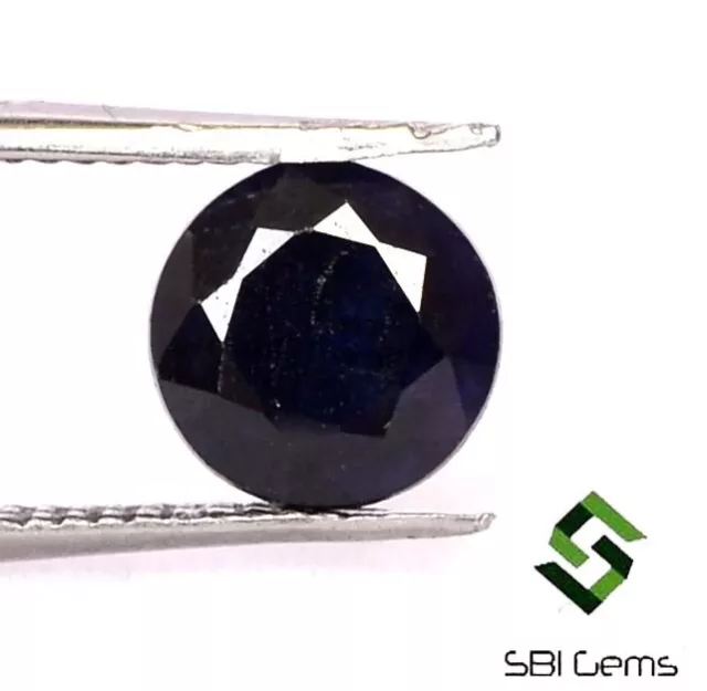 6.50 mm Natural Blue Sapphire Round Faceted 1.42 Cts Dark Blue Loose Gemstone