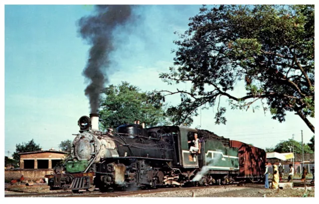 Railroad Train India #756 Baldwin Built Mikado departs Gwalior Vintage Postcard