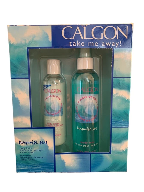 Calgon Take Me Away! TURQUOISE SEAS Body Lotion Body Mist Boxed Set Vintage NOS