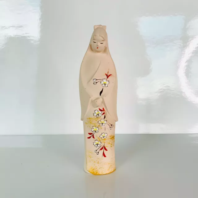 Vintage Beautiful GEISHA Porcelain Bisque Figurine With Golden Floral Motif