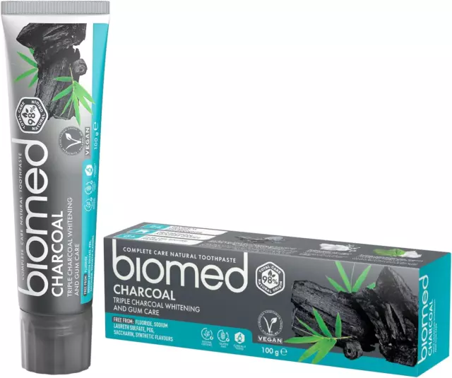 Biomed Charcoal Natural Toothpaste for Triple Whitening and Gum Care 100 g pack