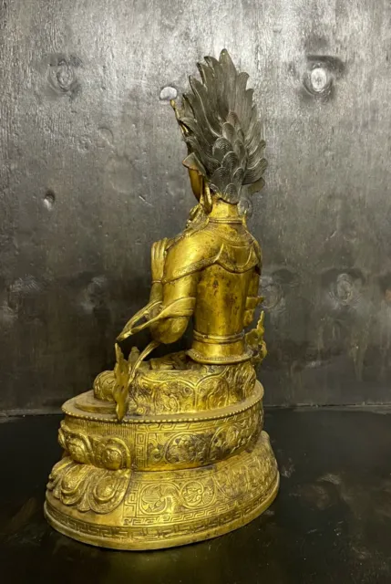 chinesische Vajradhara Skulptur antiker Bronze Buddha 38 cm Tibet spätes 20 Jh. 3