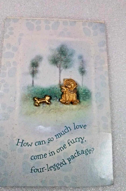 Classic Pin Brooch Dog Puppy Pet Canine Bone Bark Wow Gold Tone