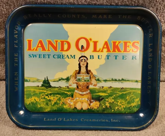 Land O’ Lakes Sweet Cream Butter Advertising Vintage Tin Tray