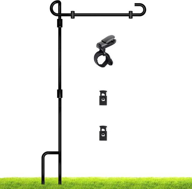 Garden Flag Stand Premium Yard Flag Pole Holder Metal Powder Coated Weather Proo