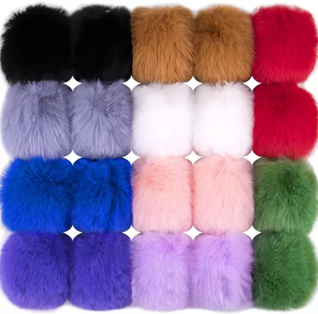 BQTQ 20 Pieces Faux Fur Pom Pom Balls DIY Faux Rabbit Fur Fluffy Pom Pom with El