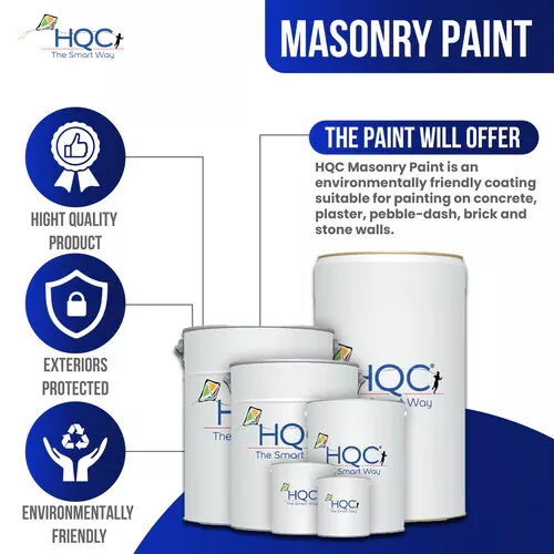 HQC Smooth Masonry Emulsion  Paint - 1L To 10L - 23 Colours