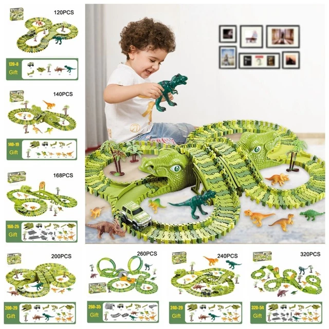 Bend Flexible Race Track Dinosaur Electric Rail Car   Children Gifts