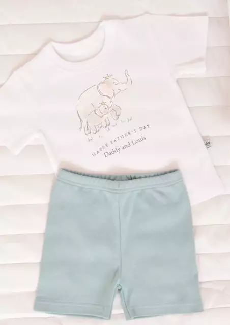 Pantaloncini e T-shirt personalizzati Happy Fathers Day unisex regalo papà e nome