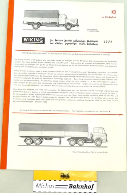 Wiking 1975 Katalog BILD PREISLISTE H0 HE5 å