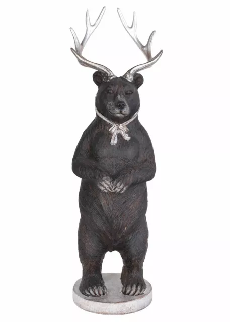 Bär mit Geweih Grizzly Figur Teddybär Tierfigur Dekofigur  Skulptur Schwarzbär