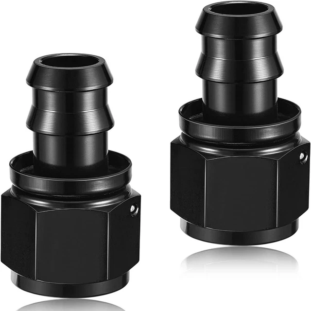 2PCS 6AN thread size ： 9/16-18UNF Lock Hose Barb Fuel Oil Line Fitting