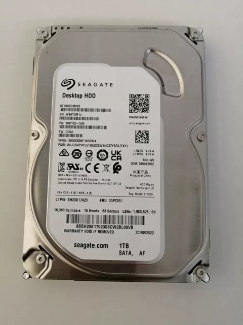 Seagate St1000Dm003 Barracuda - Hard Disk Interno 3,5 1Tb Sata3 7200Rpm Nuovo