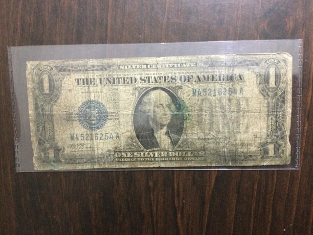 1928 Funny Back $1 Silver Certificate, Blue Seal One Dollar Bill 