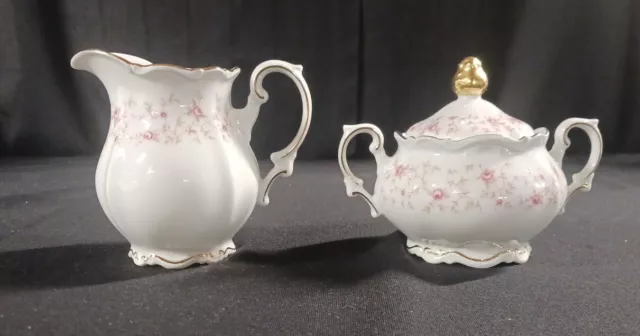 Mitterteich Austria Lady Claire China Footed Creamer & Sugar Bowl W/Lid- Germany