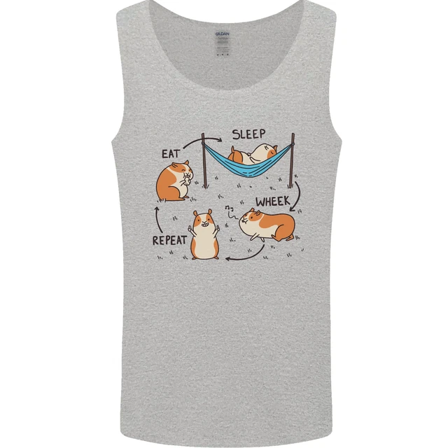 Hampster Eat Sleep Wheek Repeat Funny Mens Vest Tank Top