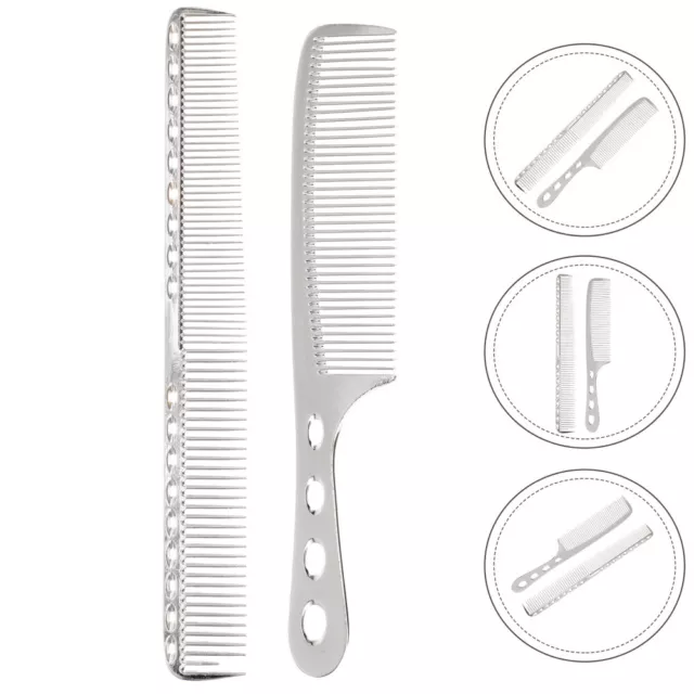 2pcs Stainless Steel Hair Combs Fashionable Styling Comb Barbers Comb Set