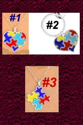 AUTISM Awareness Syndrome Disorder Ribbon Puzzle Key Clip Kids Children Jewelry