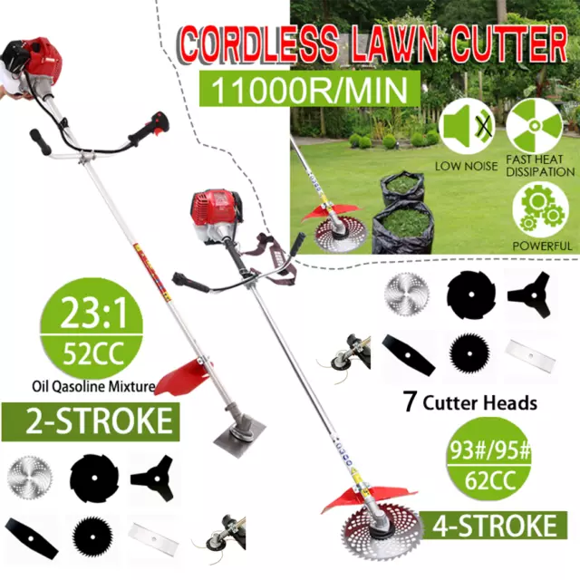 4 STROKE Brush Cutter Pole Whipper Snipper Lawn Trimmer Edger Brushcutter 62cc