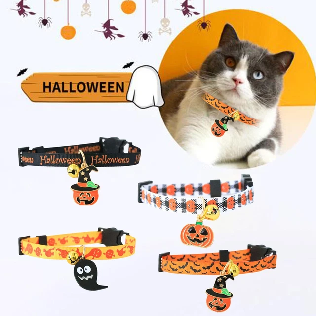 Pet Collar Kitten Dog Bell Safety Buckle Necklace Ornament Halloween GXT K0H0