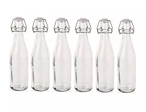 Glasflasche mit Bügelverschluss 500 ml 6er Set Likörflasche Bügelflasche Glas