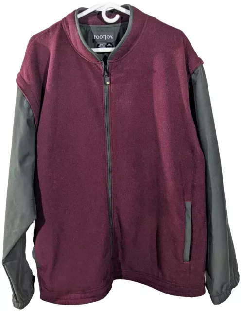 FootJoy Jacket Mens XL Burgundy Fleece Convertible Zip Off Sleeve Golf Nice!