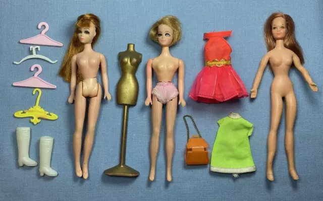 TLC Lot of 3 Topper Dawn Dolls + Accessories Dress Hangers Boots Purse Mannequin
