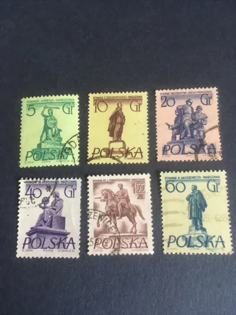 Polen 6 Briefmarken Gestempelt 1955/56 „Monumente, Denkmäler“