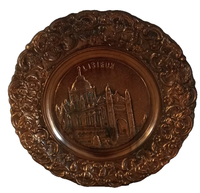 Ancienne Assiette Décorative Senecal Cuivre Décor Couple