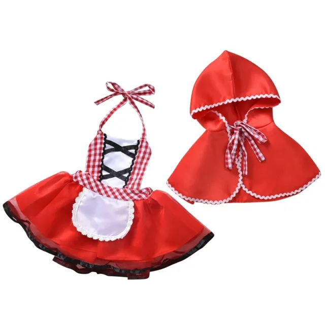 Neugeborenes Kleinkind Baby Mädchen Neckholder Strampler Kleid rot Mantel klein rot Reiten9271