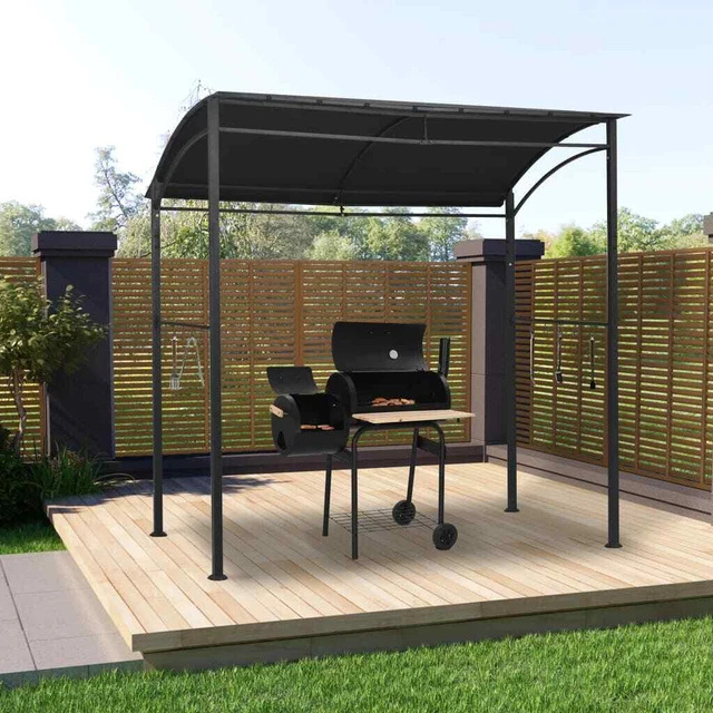 BBQ Pavillon Stahl Grillpavillon Grillzelt Grillüberdachung Anthrazit ,Creme
