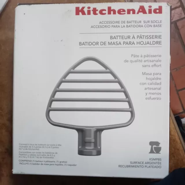 KitchenAid Pastry Beater KSMPB5 Silver Coated with Scraper for 4.5 QT & 5 QT NEW