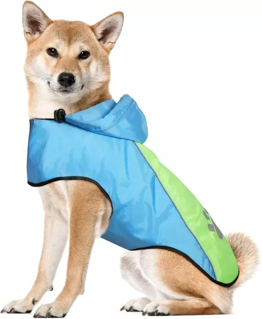 Pet Waterproof Dog Raincoat With Hi Vis Panel Adjustable  Well Made Select Size