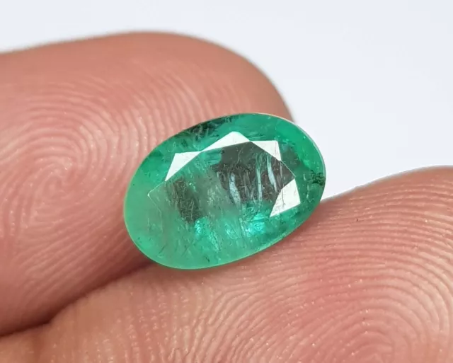 2.19 Ct émeraude naturelle zambienne taille ovale riche vert AA + lustre...