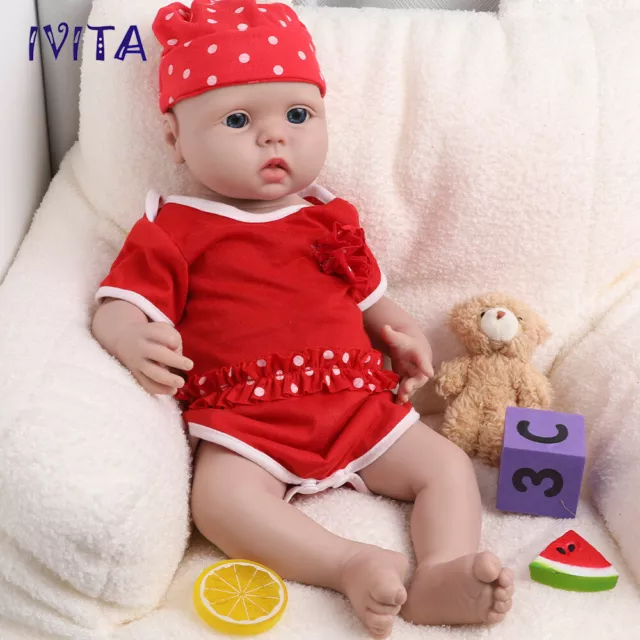 IVITA 20 inch Reborn Baby Doll Vivid Infant Girl Full Silicone Baby Doll